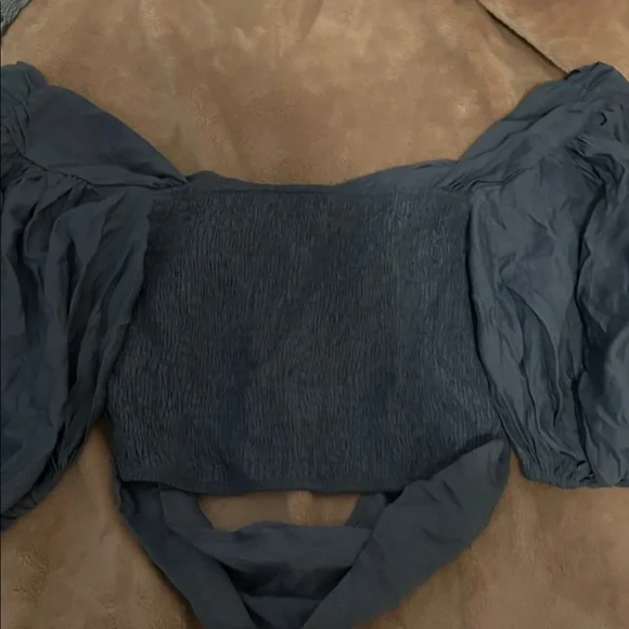 SHEIN Puff Sleeve Blouse in Charcoal - Picture 3 of 3